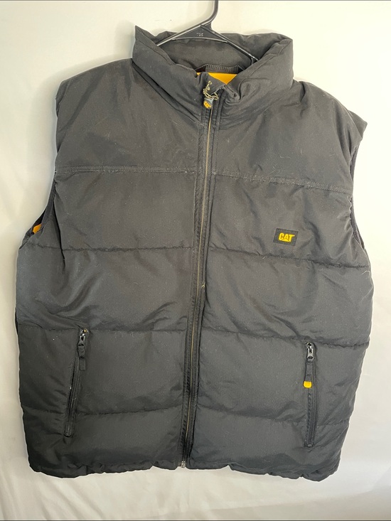 Caterpillar Other - Caterpillar Black Puffer Vest with Yellow Accents